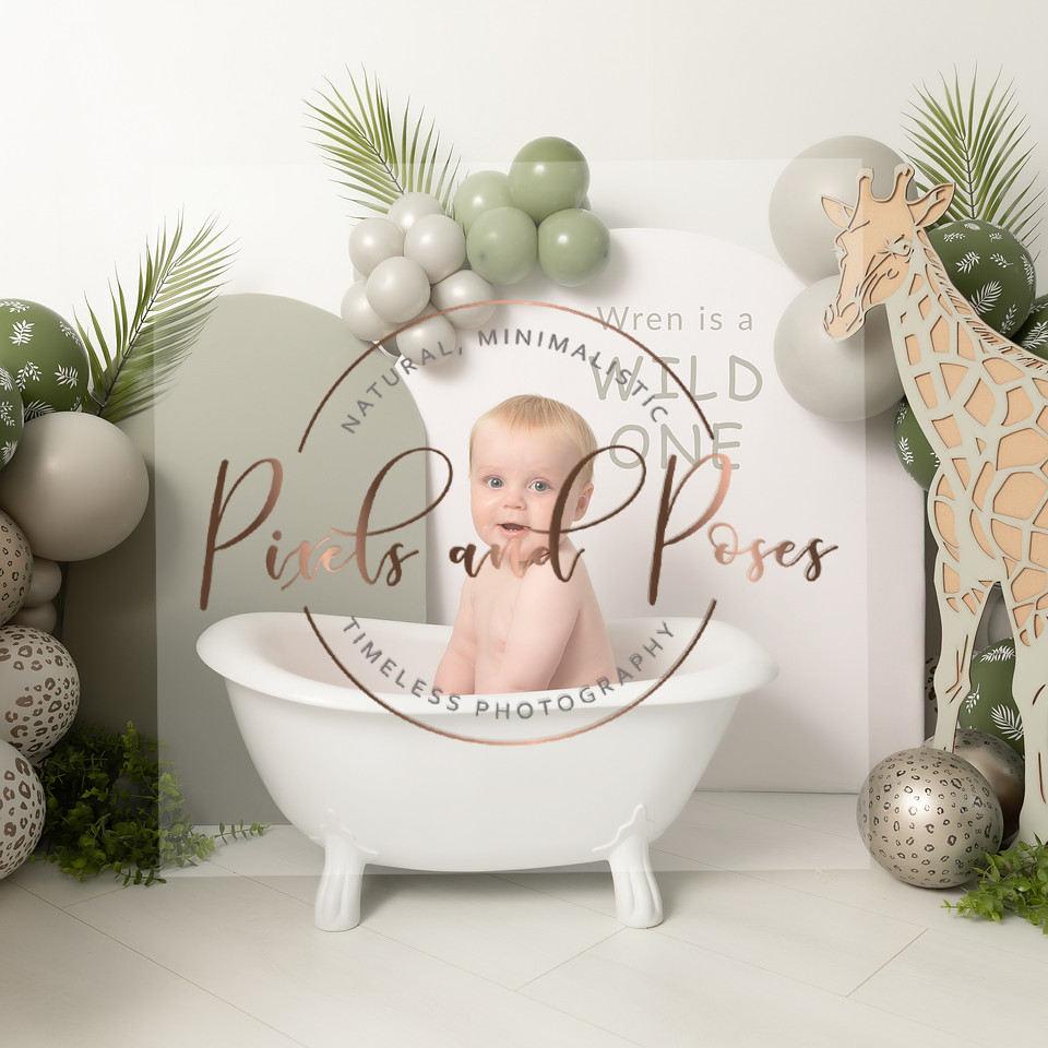 Wild One cake smash first birthday photoshoot in Derbyshire studio