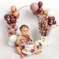 Pink and Rose Gold Baby Girls Cake-smash Photoshoot at Pixels and Poses Photography Studio in Ilkeston, Derbyshire