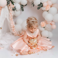 Pink Peony Cake-smash photoshoot at Pixels and Poses Photography Studio, Ilkeston, Derbyshire
